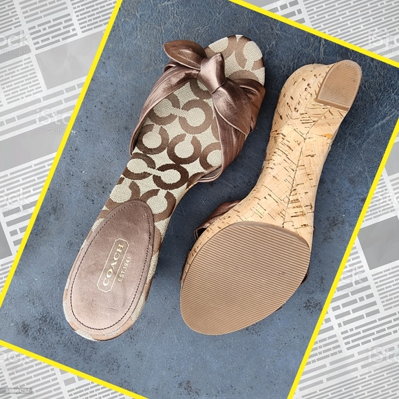 COACH Bronze Bow-Knot Sandals - Picture 3 of 8